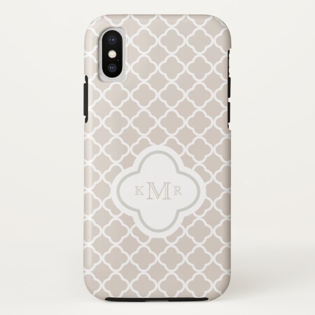 Quatrefoil Cream Latte Pattern Stylish Monogram Case-Mate iPhone Case (Back)