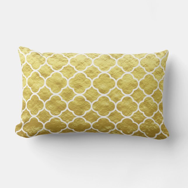 Quatrefoil Gold Foil Lattice Patterns Sparkly 2020 Lumbar Cushion (Front)