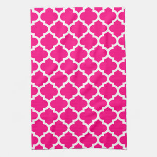 Quatrefoil Hot Pink Kitchen Towels