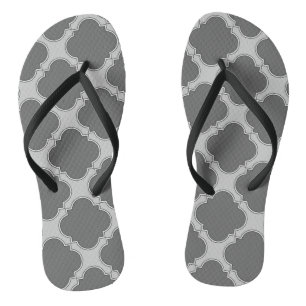 Quatrefoil in shades of grey jandals