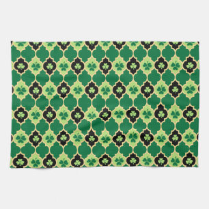 Quatrefoil Irish Shamrocks Tea Towel