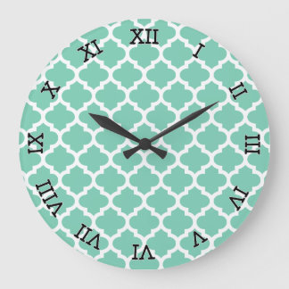 Quatrefoil Lattice Trellis Pattern Any Colour Large Clock