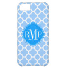 Quatrefoil Light Blue and White Pattern Monogram