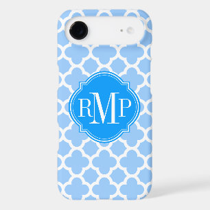 Quatrefoil Light Blue and White Pattern Monogram