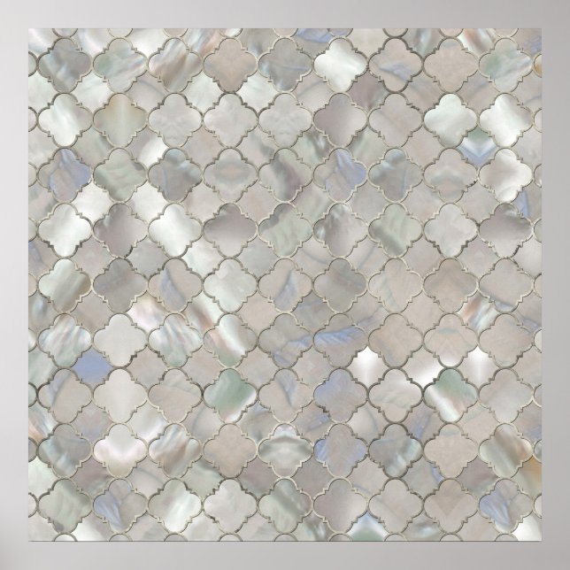 Quatrefoil Moroccan Pattern Mother of Pearl Poster (Front)