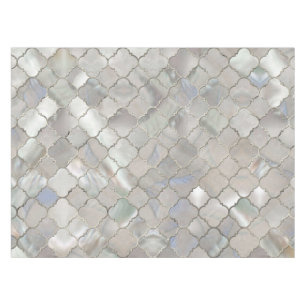 Quatrefoil Moroccan Pattern Mother of Pearl Tablecloth