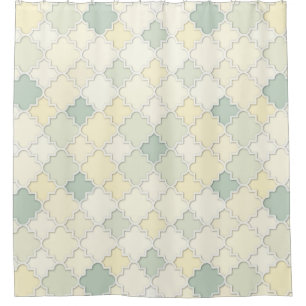 Quatrefoil Motif in Pastel Yellows and Greens Shower Curtain