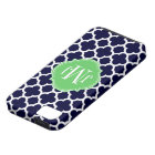 Quatrefoil Navy Blue and White Pattern Monogram