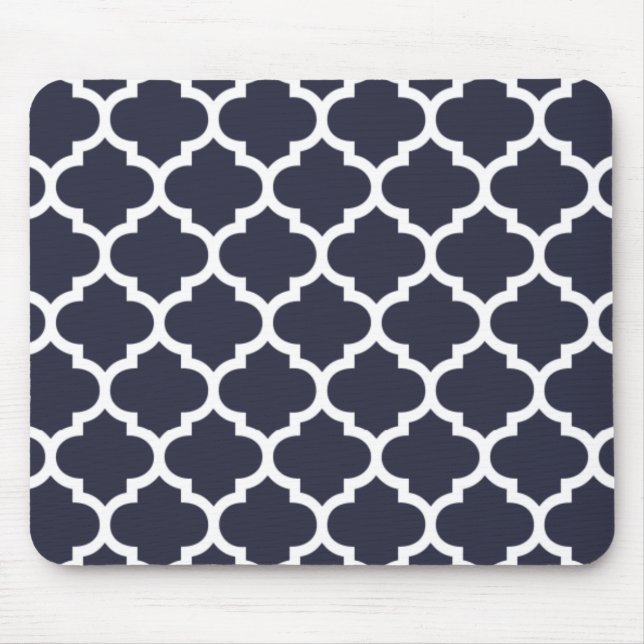 Quatrefoil Navy Blue Mouse Pad (Front)