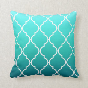 Quatrefoil Ombre Geometric   aqua pool Cushion