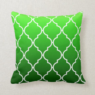 Quatrefoil Ombre Geometric   emerald Cushion