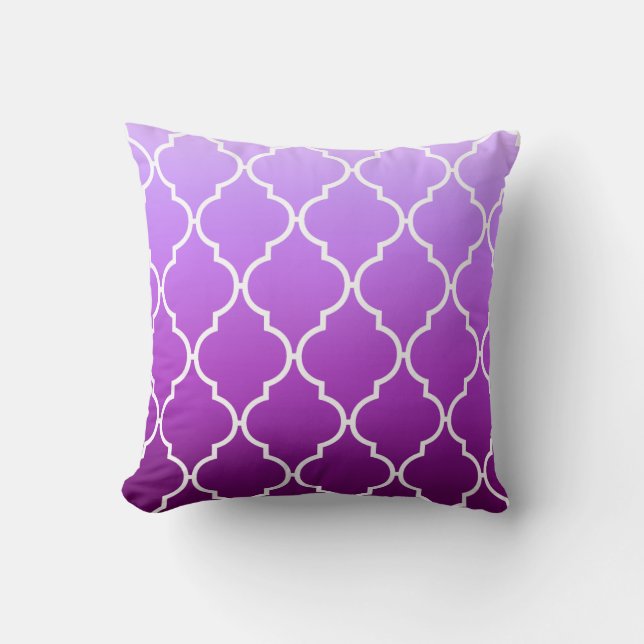 Quatrefoil Ombre Geometric | purple Cushion (Front)