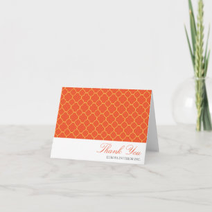 Quatrefoil orange clover pattern thank you note card