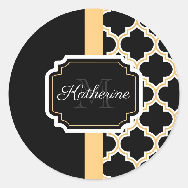 Quatrefoil Pattern Classic Round Sticker (Front)