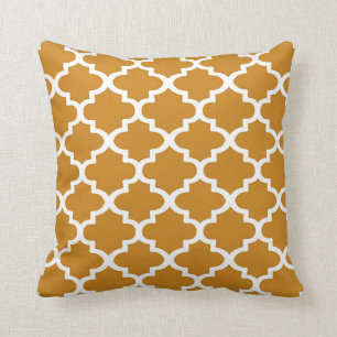 Quatrefoil Pattern In Golden Colour Cushion