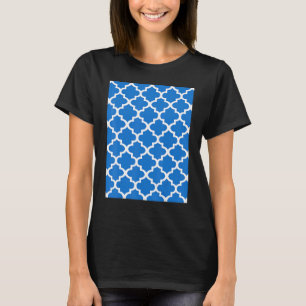 Quatrefoil Pattern In White Outline On Classic Blu T-Shirt