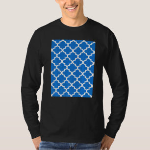 Quatrefoil Pattern In White Outline On Classic Blu T-Shirt