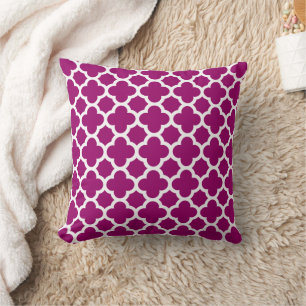 Quatrefoil Pattern Magenta White Socialite Designs Cushion