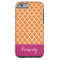 Quatrefoil Pattern Monogram Name | Orange Pink