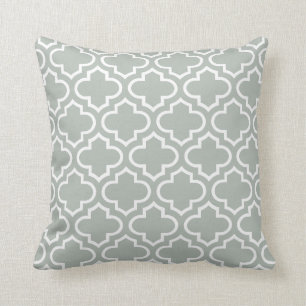 Quatrefoil Pattern Pillow in Silver Grey