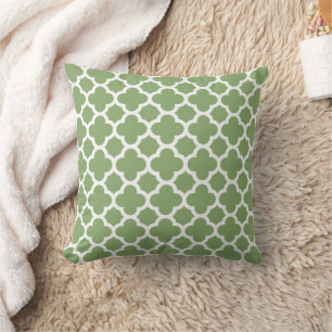 Quatrefoil Pattern Sage Green Cushion