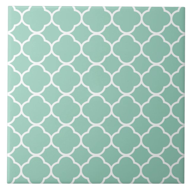 Quatrefoil Pattern Teal Tile (Front)