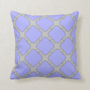 Quatrefoil periwinkle and grey cushion