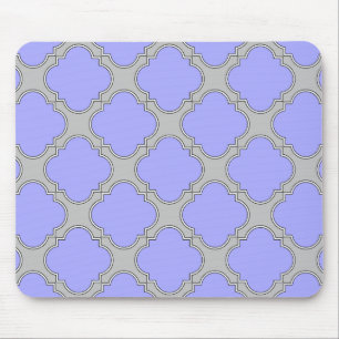 Quatrefoil periwinkle and grey mouse pad