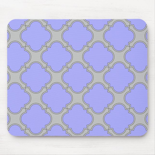 Quatrefoil periwinkle and grey mouse pad (Front)