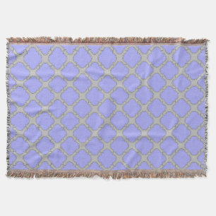 Quatrefoil periwinkle and grey throw blanket