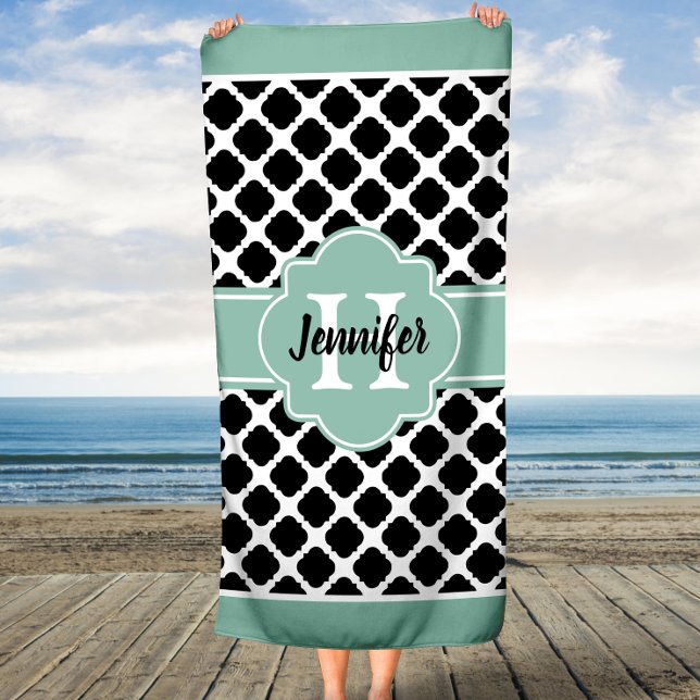 Quatrefoil Personalised Monogram Beach Towel (Creator Uploaded)