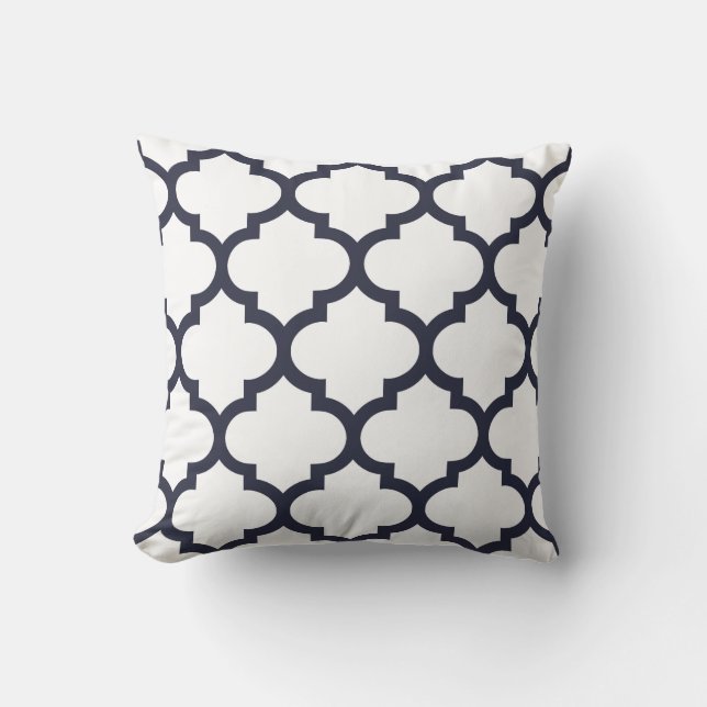 Quatrefoil Pillow - Navy Blue (Front)