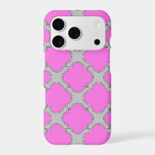 Quatrefoil pink and grey
