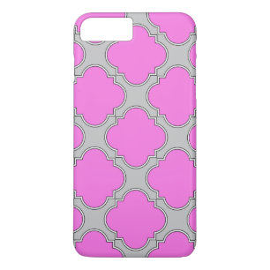 Quatrefoil pink and grey Case-Mate iPhone case