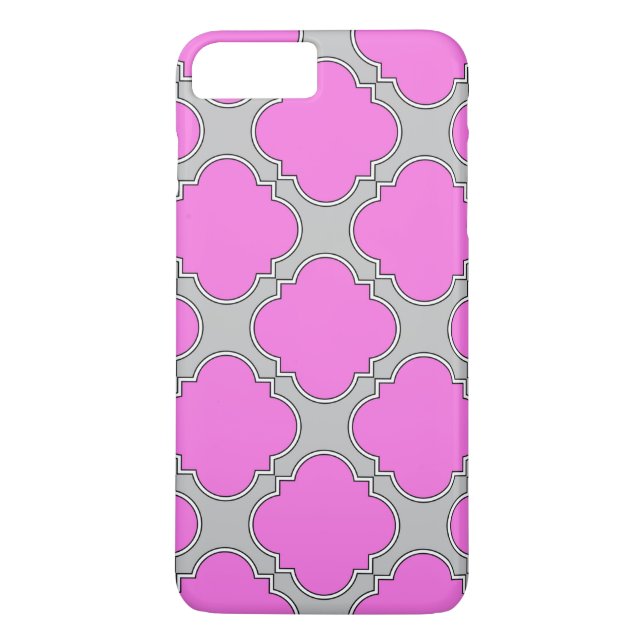 Quatrefoil pink and grey Case-Mate iPhone case (Back)