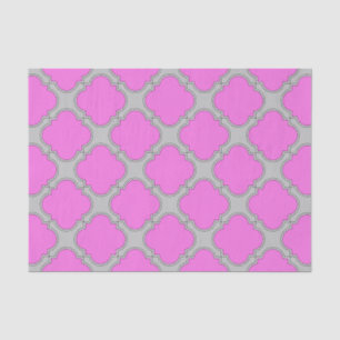 Quatrefoil pink and grey tissue paper