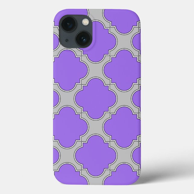 Quatrefoil purple and gray Case-Mate iPhone case (Back)