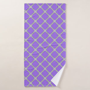 Quatrefoil purple and grey bath towel