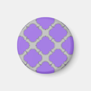 Quatrefoil purple and grey magnet
