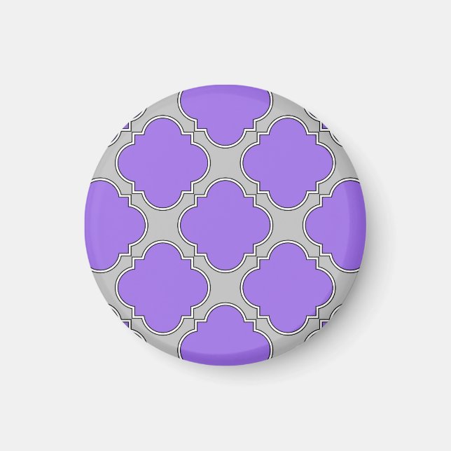 Quatrefoil purple and grey magnet (Front)