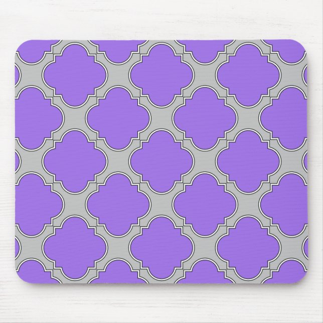 Quatrefoil purple and grey mouse pad (Front)