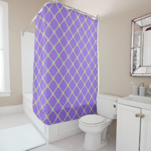 Quatrefoil purple and grey shower curtain