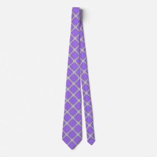 Quatrefoil purple and grey tie