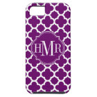 Quatrefoil Purple and White Pattern Monogram