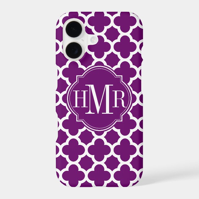 Quatrefoil Purple and White Pattern Monogram (Back)