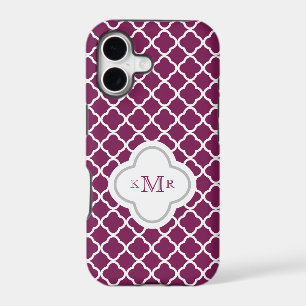 Quatrefoil Purple Plum Pattern Stylish Monogram