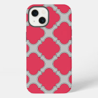Quatrefoil red and gray Case-Mate iPhone case