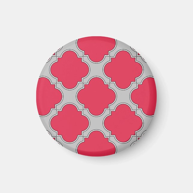 Quatrefoil red and grey magnet (Front)