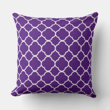 Quatrefoil Royal Purple White Lattice Cool Cotton