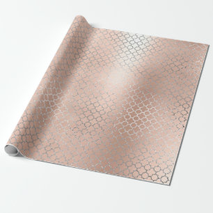 Quatrefoil Silver Glam Pink Rose Gold Art Deco Wrapping Paper